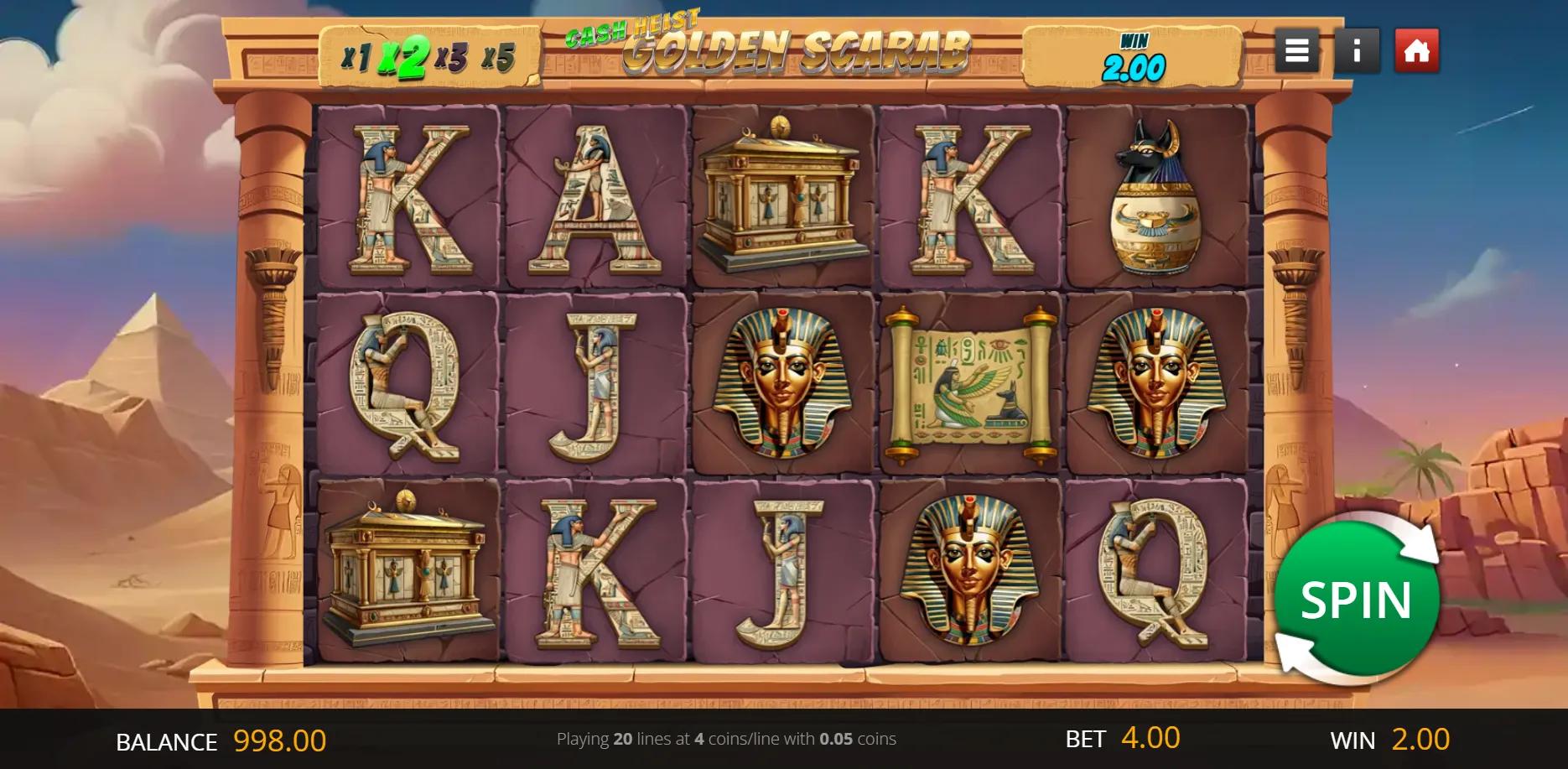Cash Heist: Golden Scarab slot gameplay screenshot