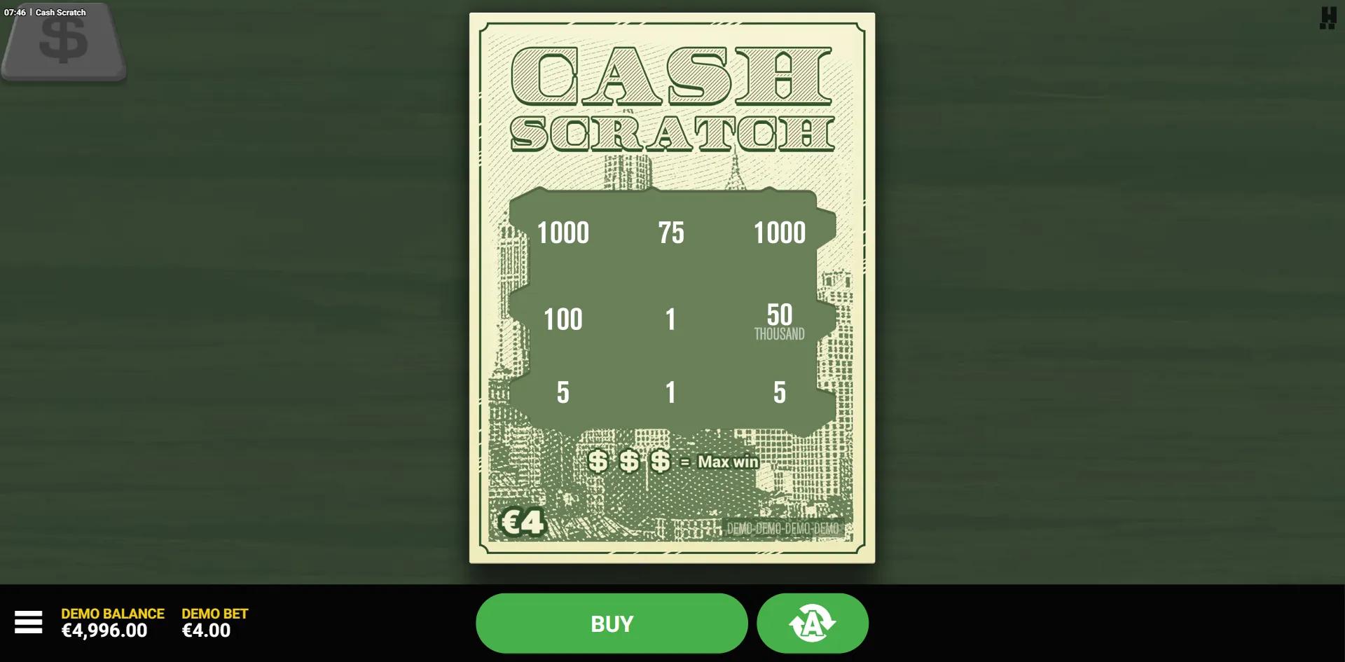 Cash Scratch slot gameplay screenshot