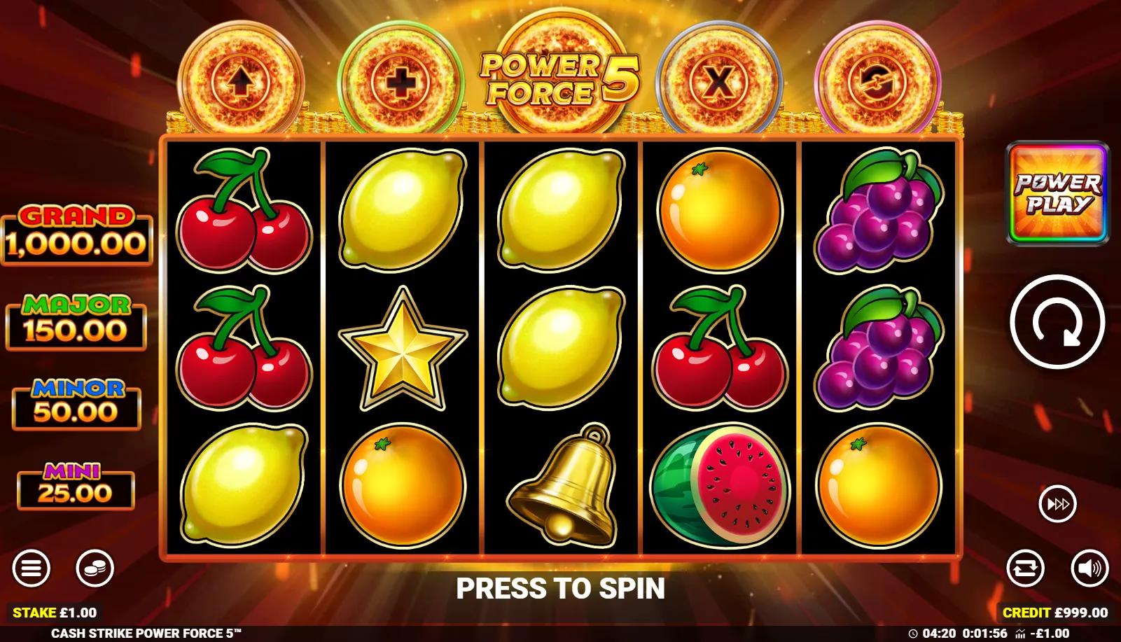 Cash Strike Power Force 5 slot gameplay screenshot