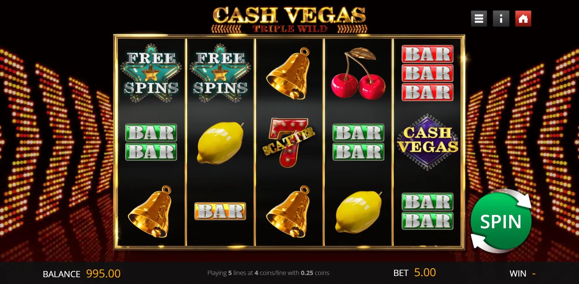 Cash Vegas Triple Wild slot gameplay screenshot