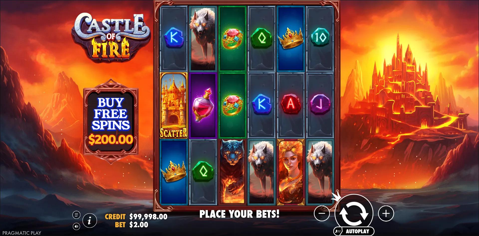 Castle of Fire slot gameplay screenshot