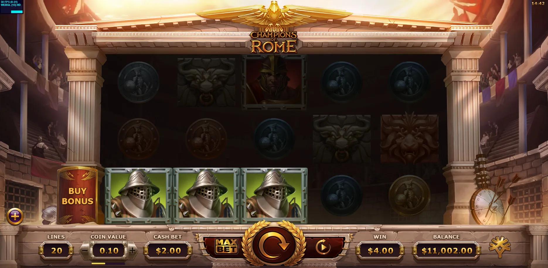 Champions of Rome slot gameplay screenshot