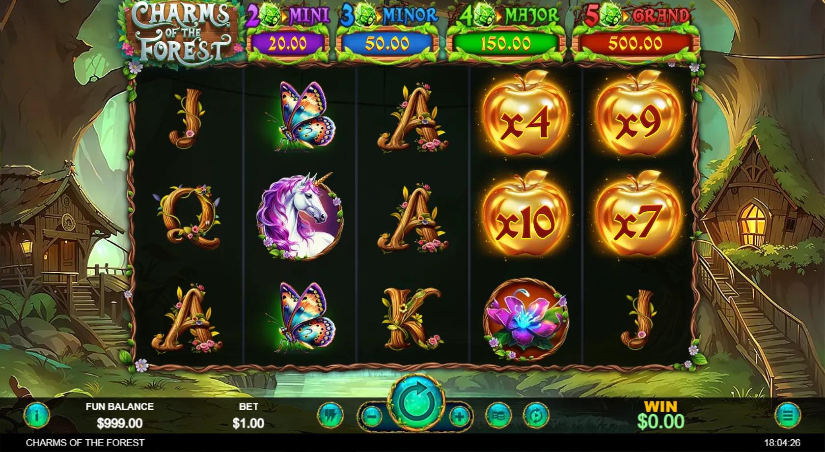 Charms of the Forest slot gameplay screenshot