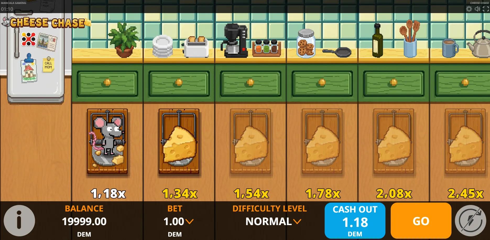 Cheese Chase slot gameplay screenshot