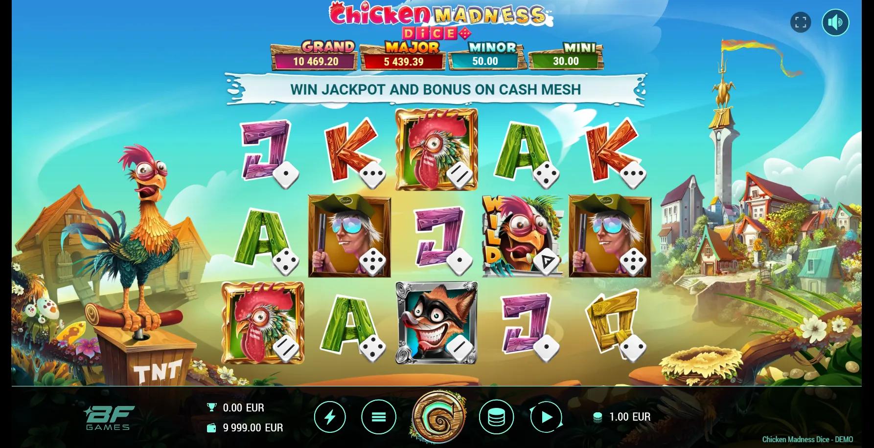 Chicken Madness Dice slot gameplay screenshot
