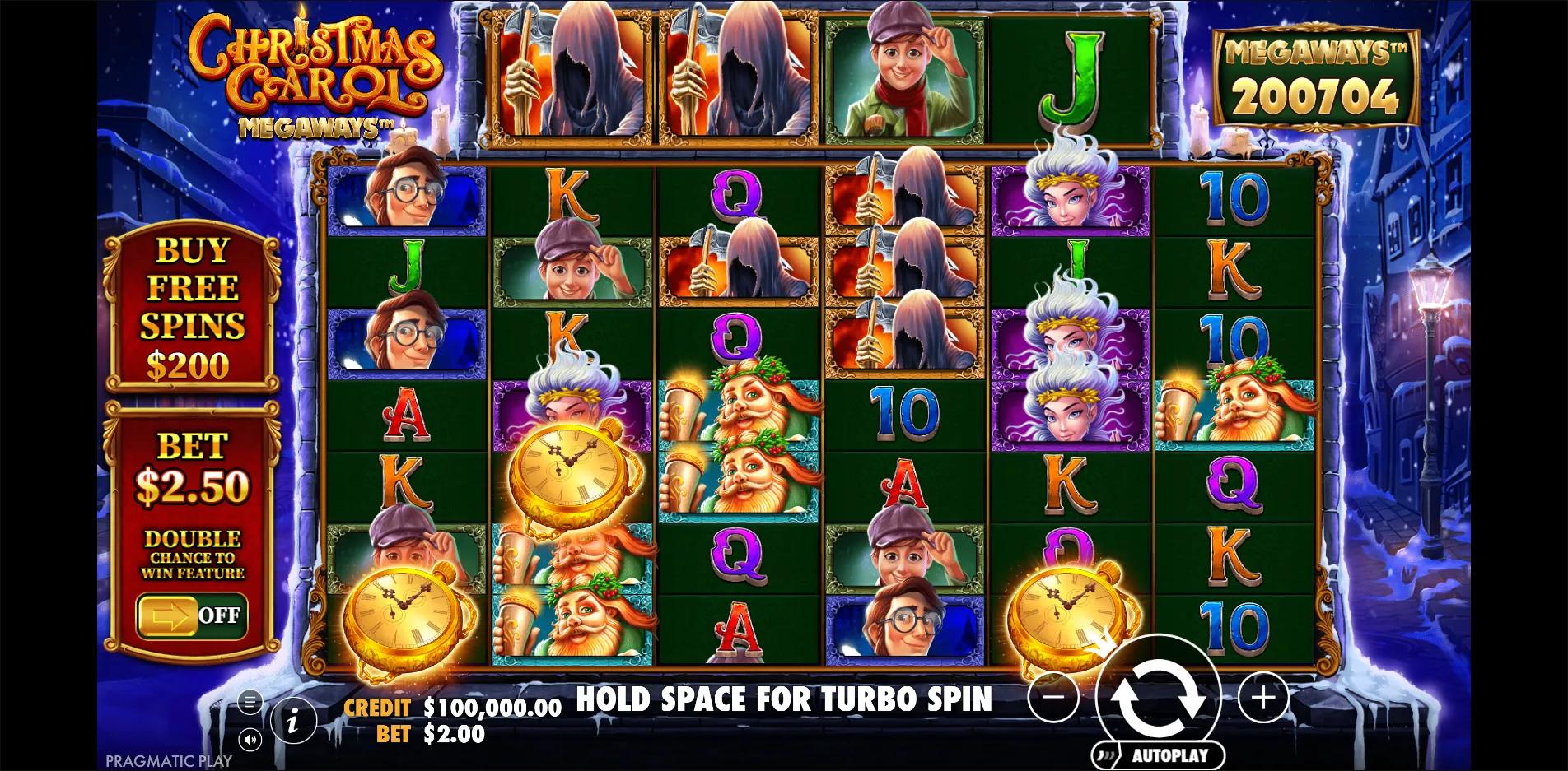 Christmas Carol Megaways slot gameplay screenshot
