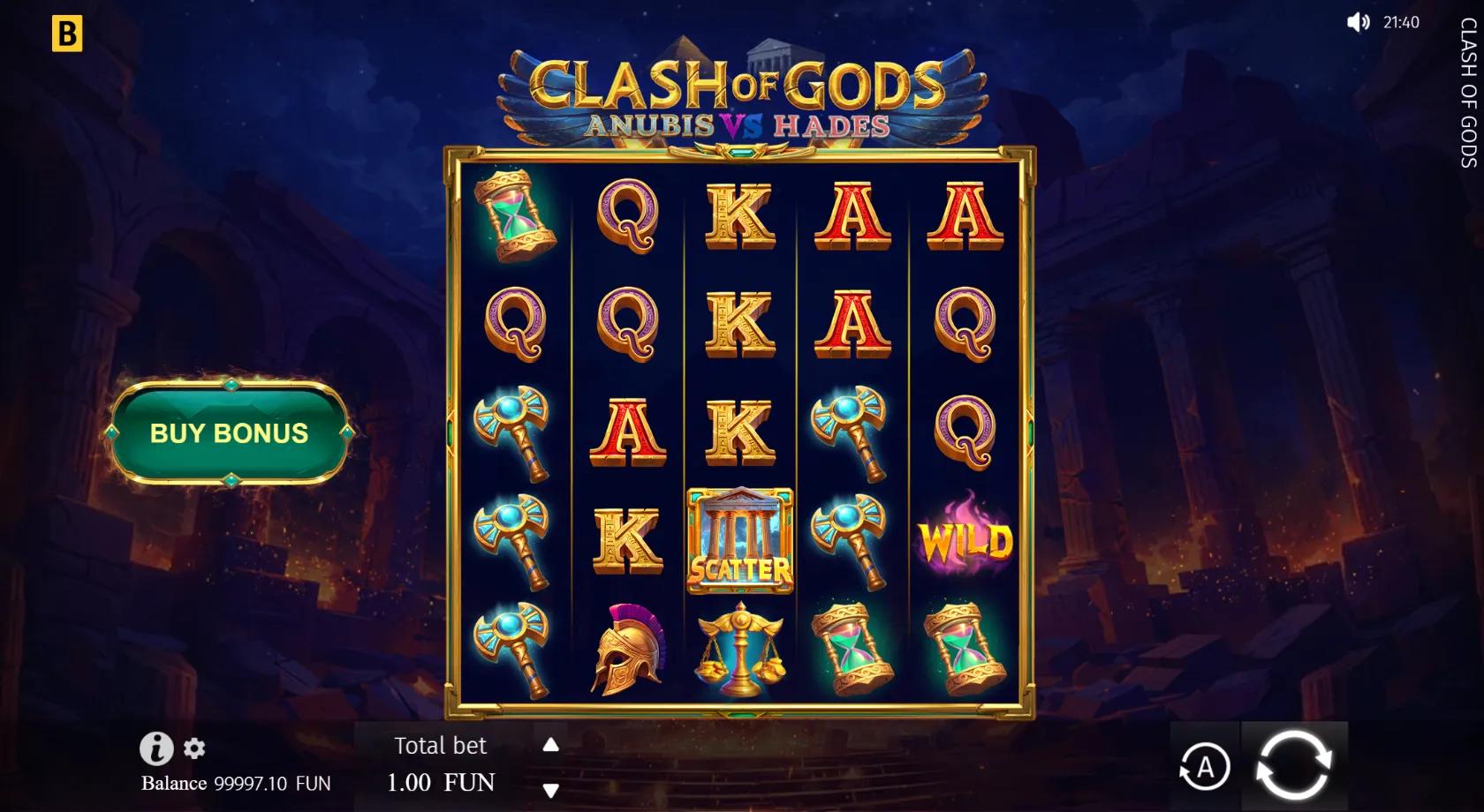 Clash of Gods: Anubis vs Hades slot gameplay screenshot