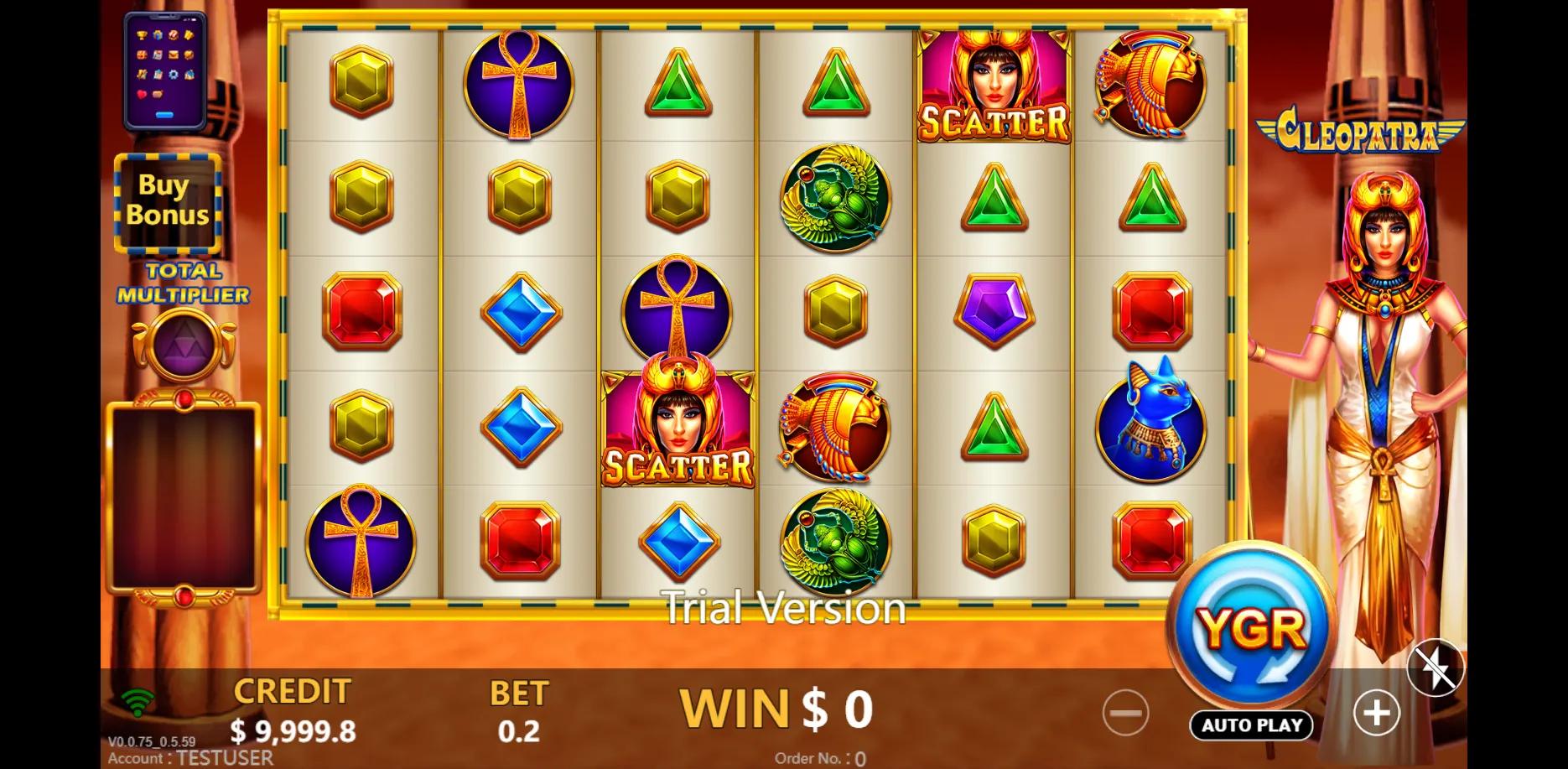 Cleopatra slot gameplay screenshot