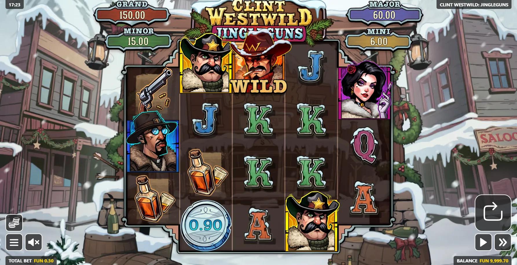 Clint Westwild: Jingleguns slot gameplay screenshot
