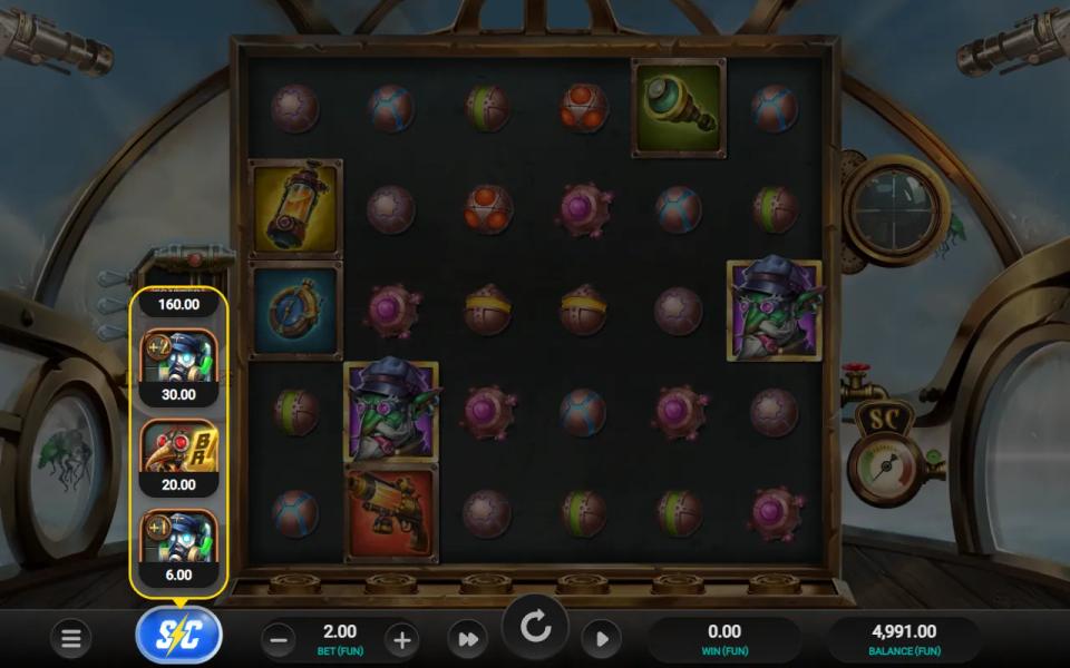 Cloudforge Supercharge menu with wild spins, Bonus Reels and bonus buy tiers