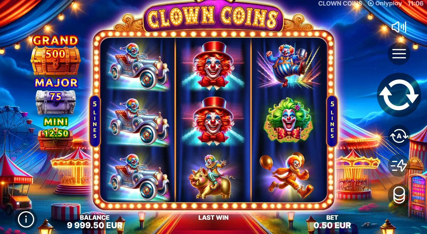 Clown Coins slot gameplay screenshot