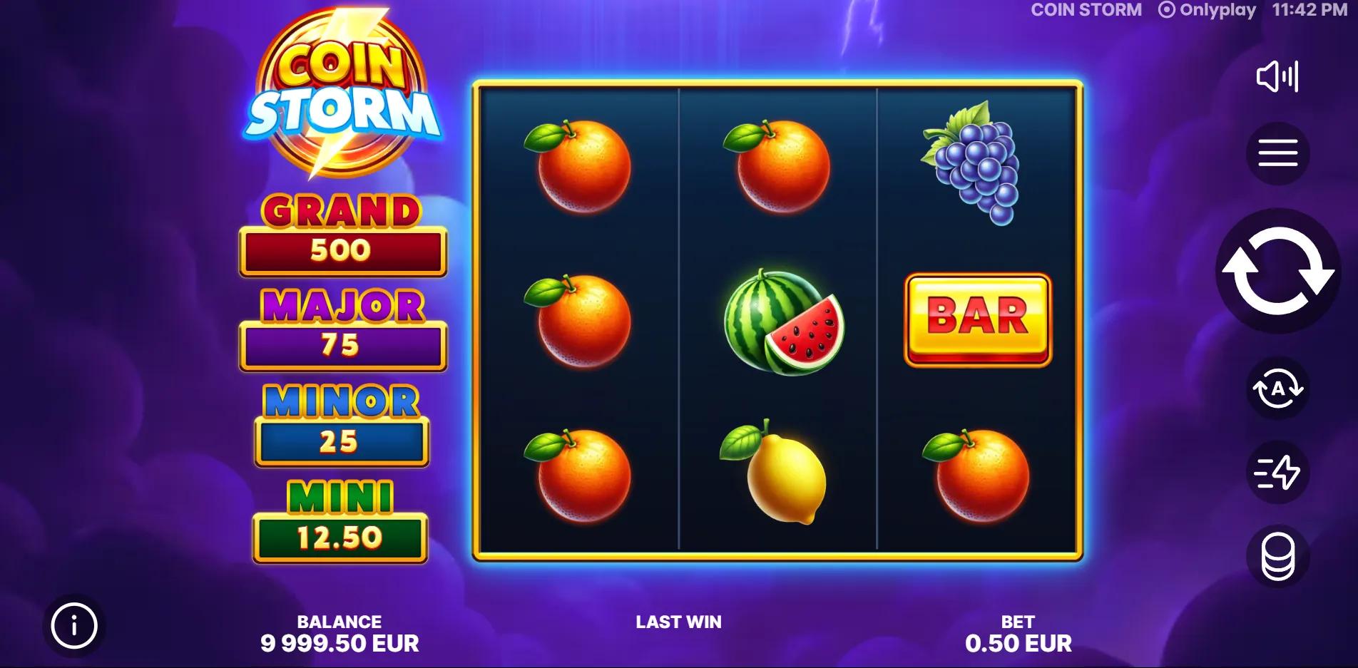 Coin Storm slot gameplay screenshot