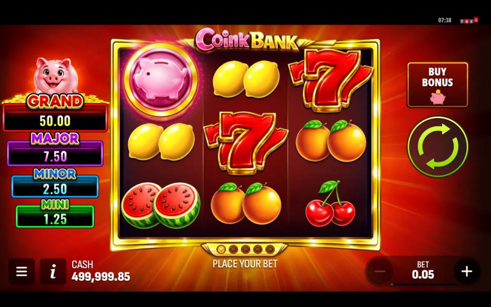 Coink Bank grid with the pink Collect symbol on the first reel and no coins anywhere on the board