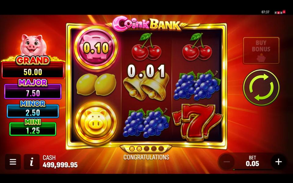 Coink Bank base game Collect symbol banking a single gold coin for twice the stake