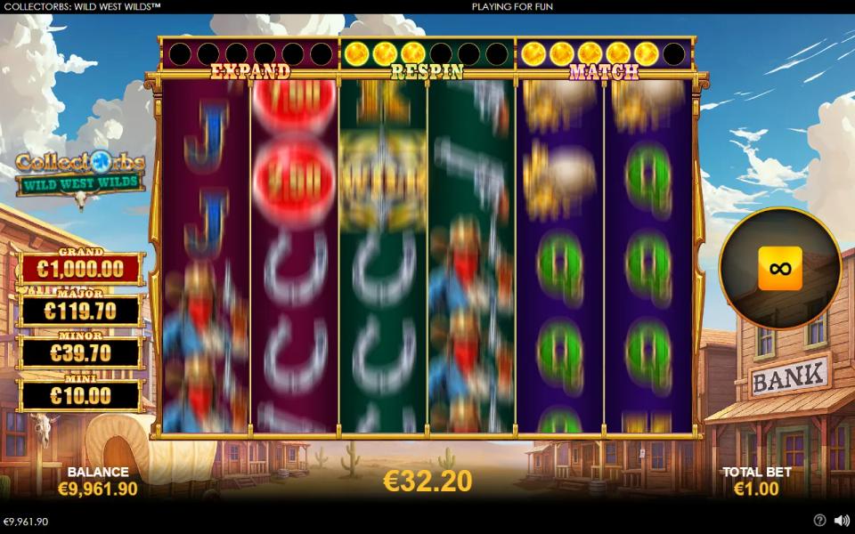 A win counting up on the reels while the mini prize plate drops back to its floor value