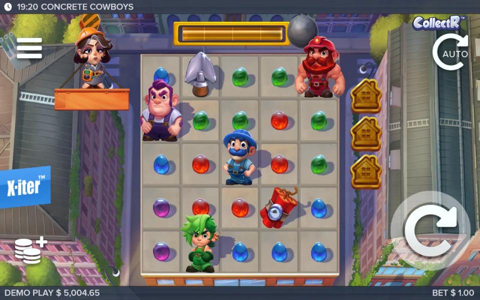 Full 5x5 Concrete Cowboys grid with all four Collectors present and nothing collected