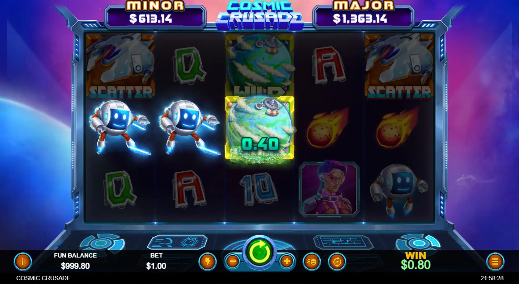 Cosmic Crusade slot gameplay screenshot