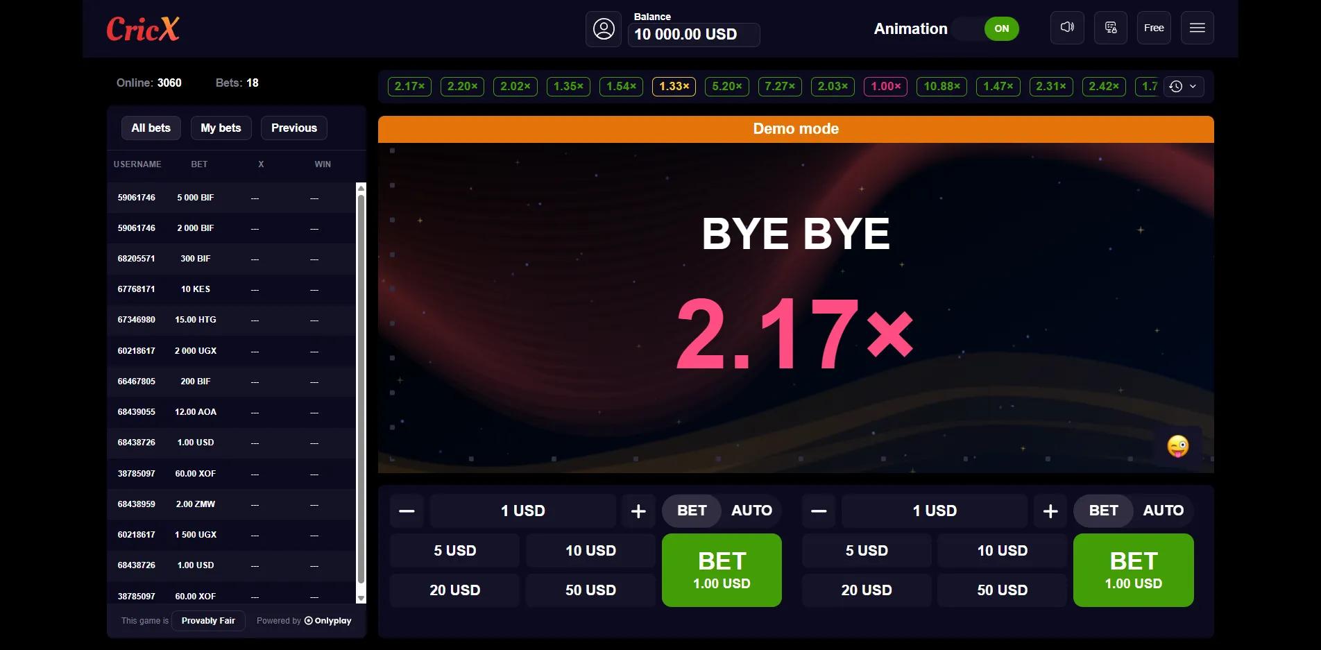 CricX slot gameplay screenshot