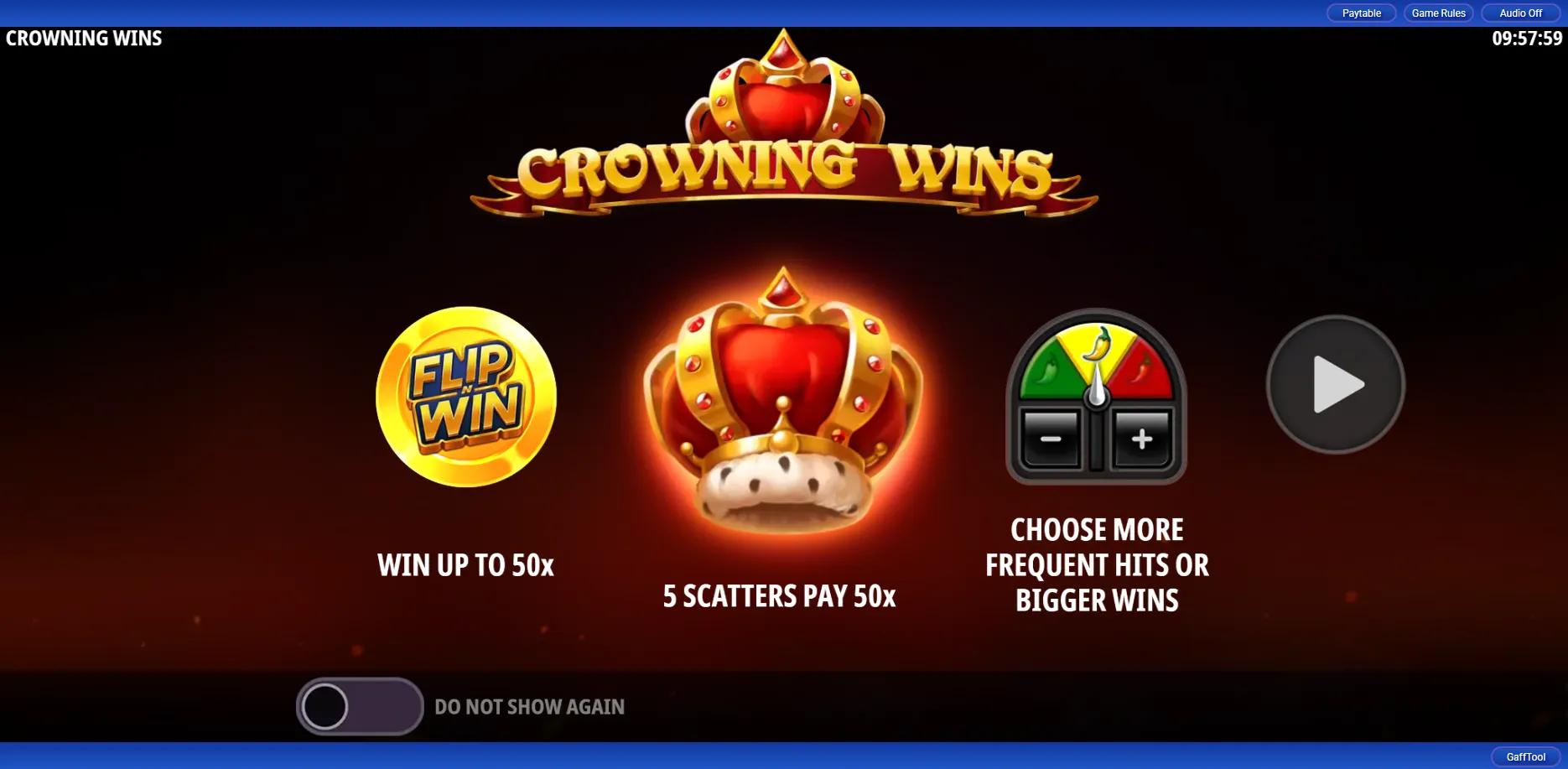 Crowning Wins slot gameplay screenshot