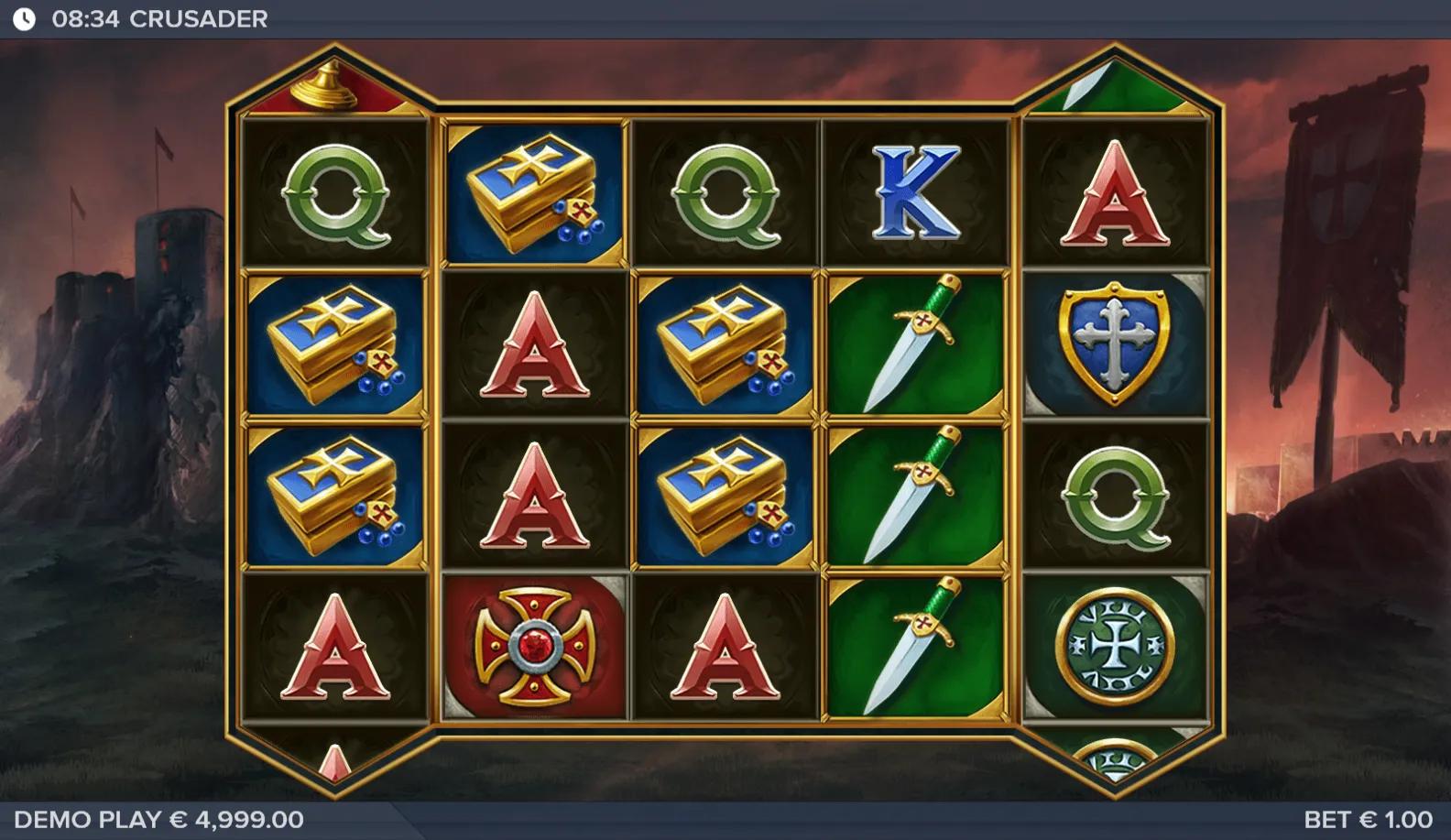 Crusader reels showing Dark symbols and Expanding Grid