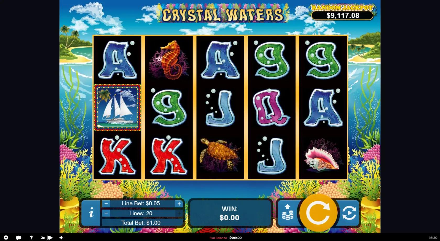 Crystal Waters slot gameplay screenshot