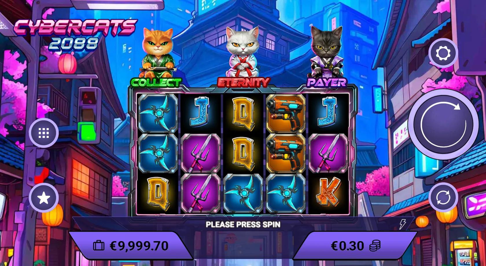 Cybercats 2088 slot gameplay screenshot
