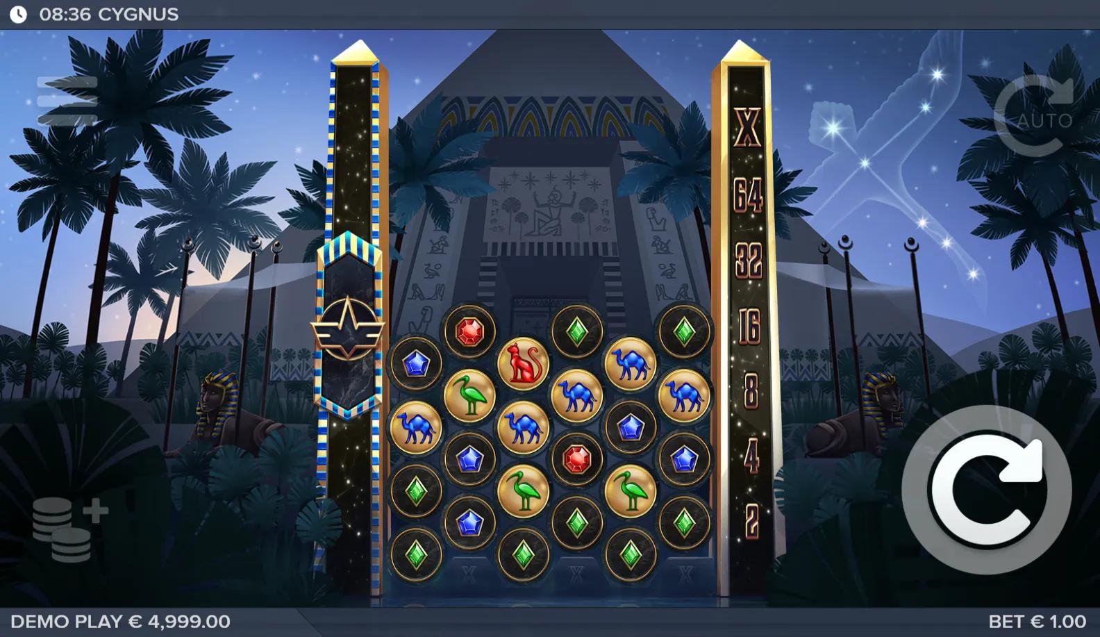 Egyptian slot Cygnus from ELK Studios during gameplay