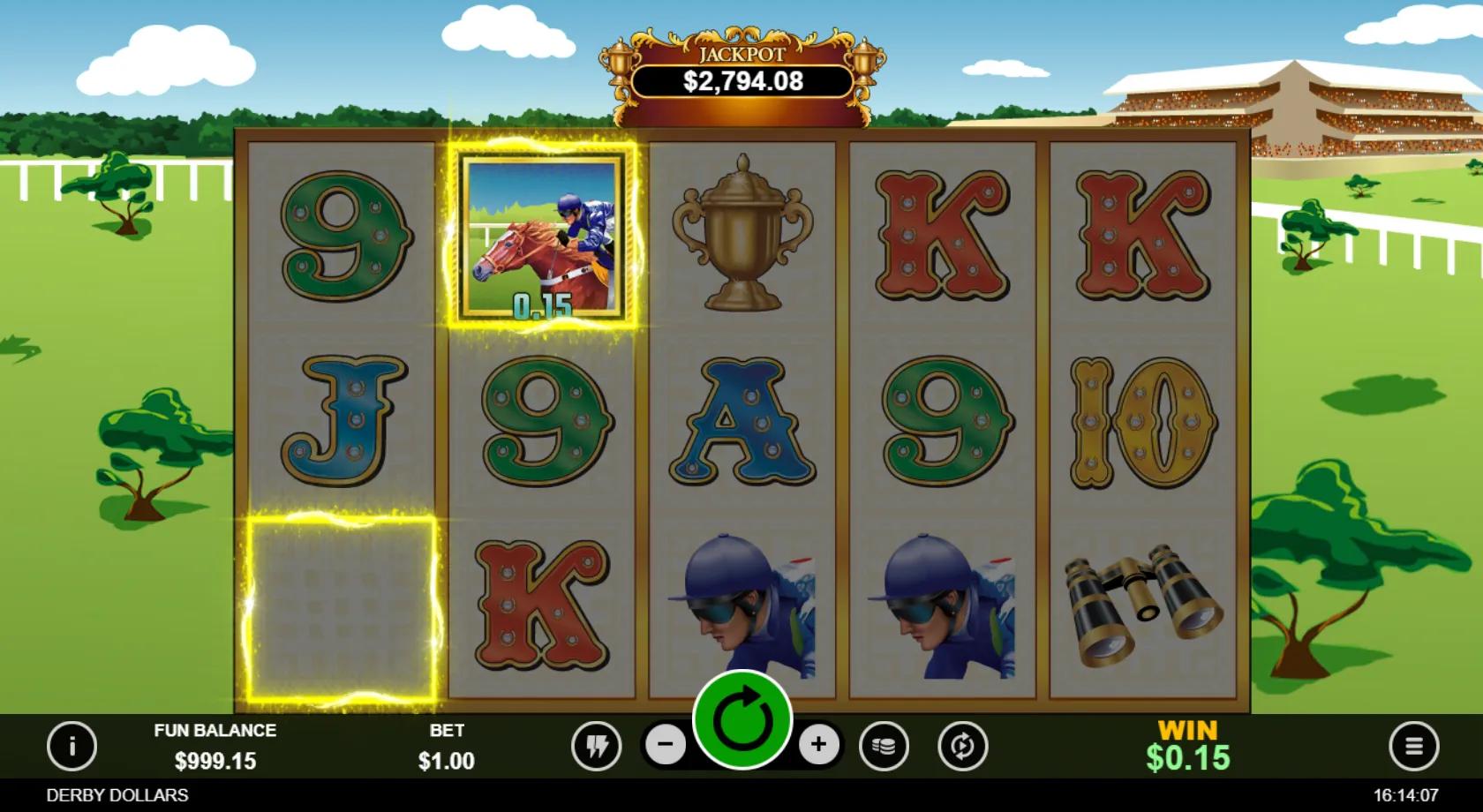 Derby Dollars slot gameplay screenshot