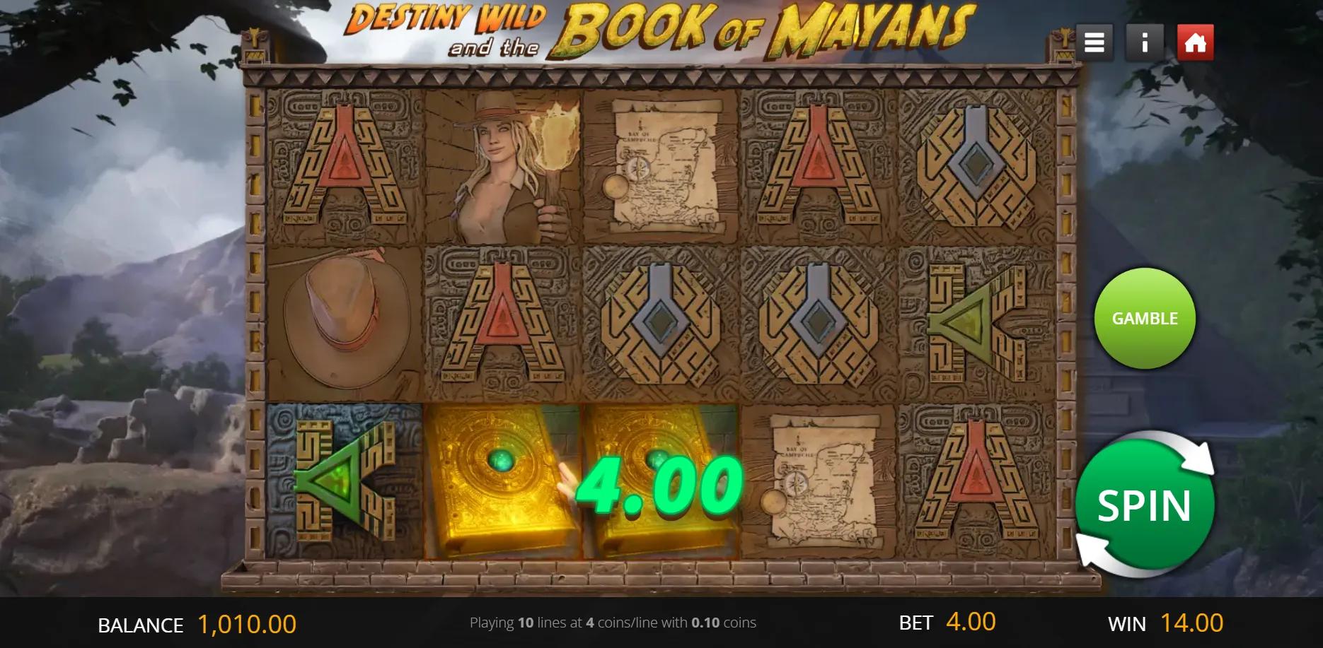 Destiny Wild and the Book of Mayans slot gameplay screenshot