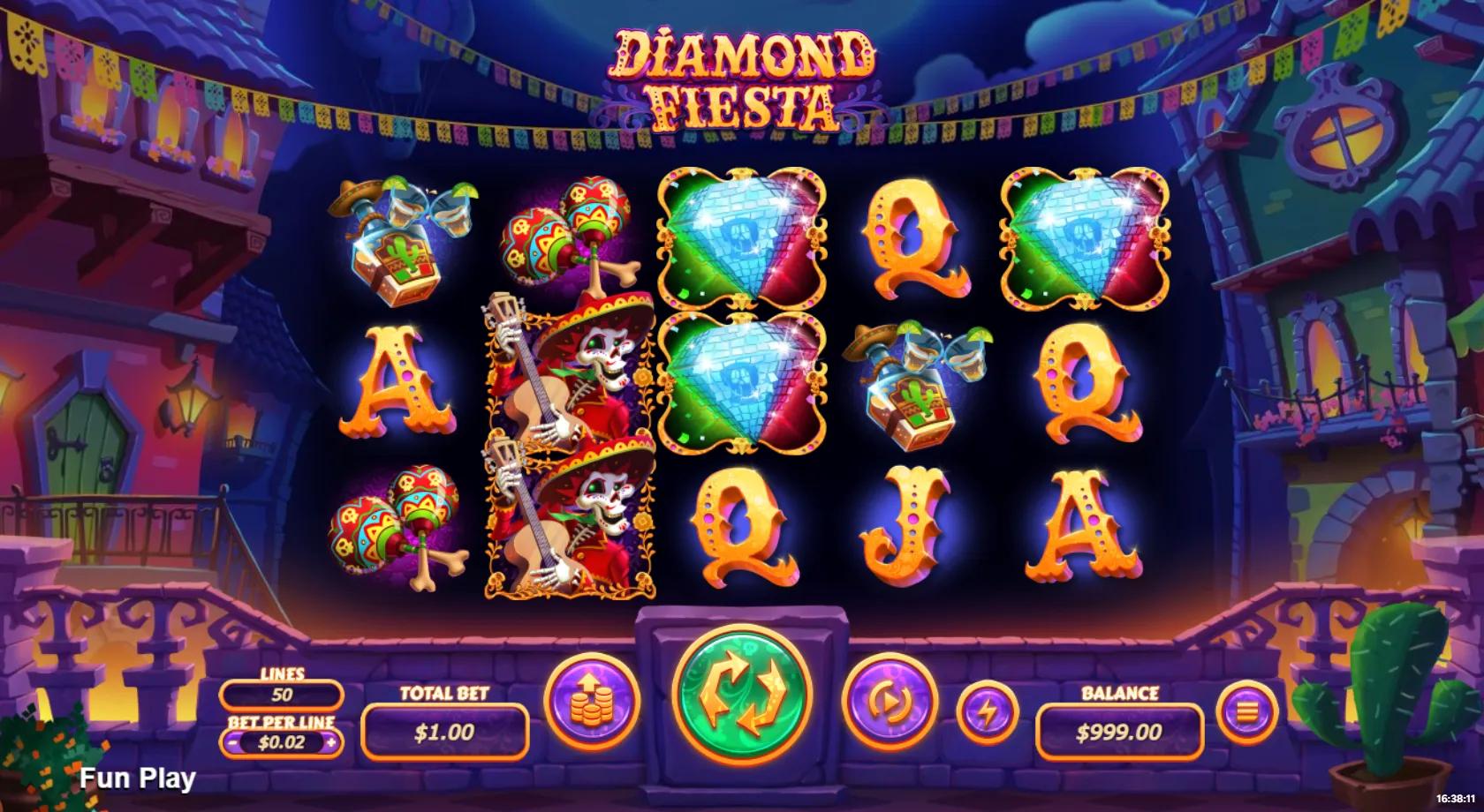 Diamond Fiesta slot gameplay screenshot