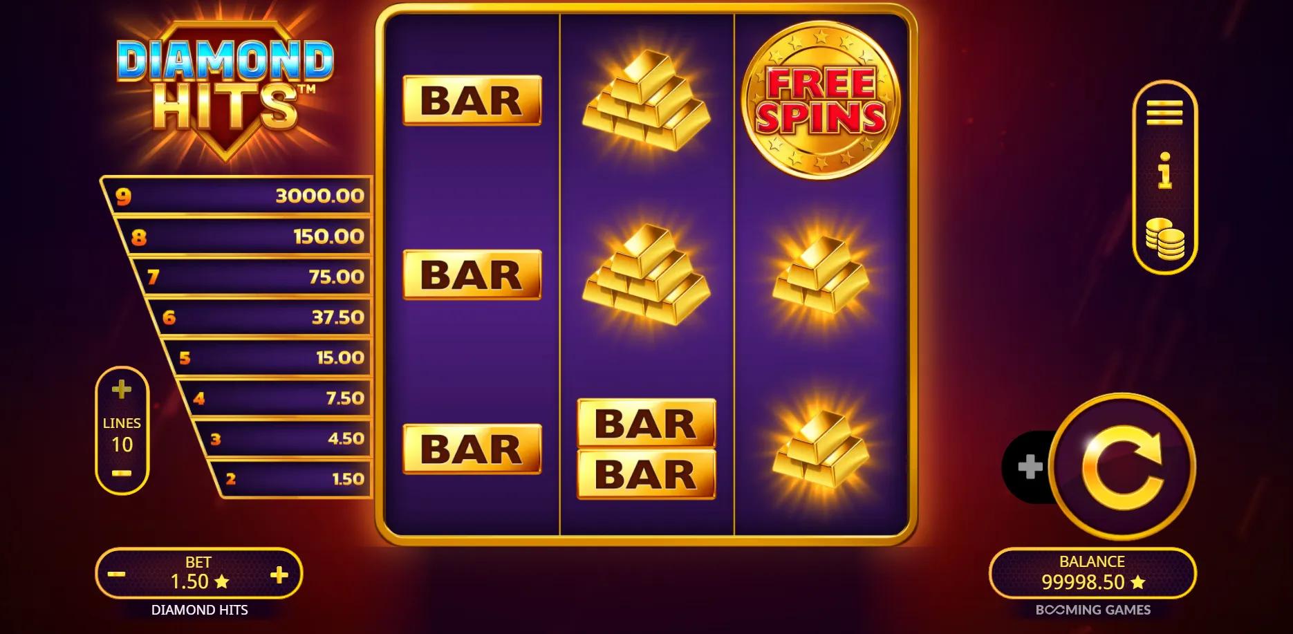 Diamond Hits slot gameplay screenshot