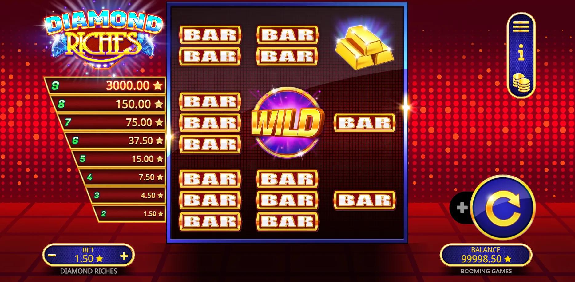 Diamond Riches slot gameplay screenshot