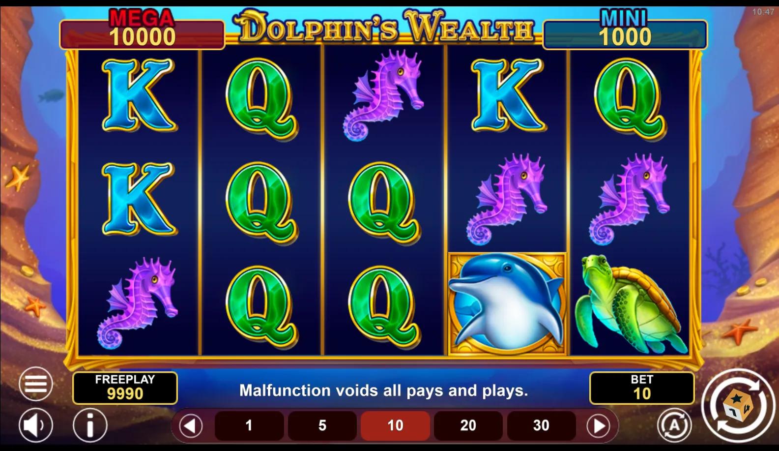 Dolphin's Wealth Win Spins slot gameplay screenshot