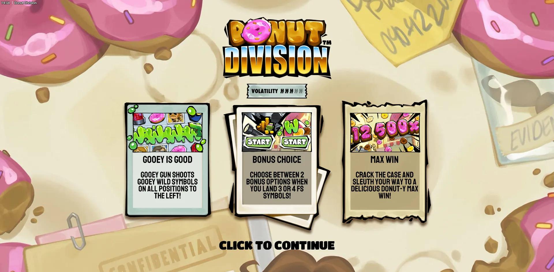 Donut Division slot gameplay screenshot
