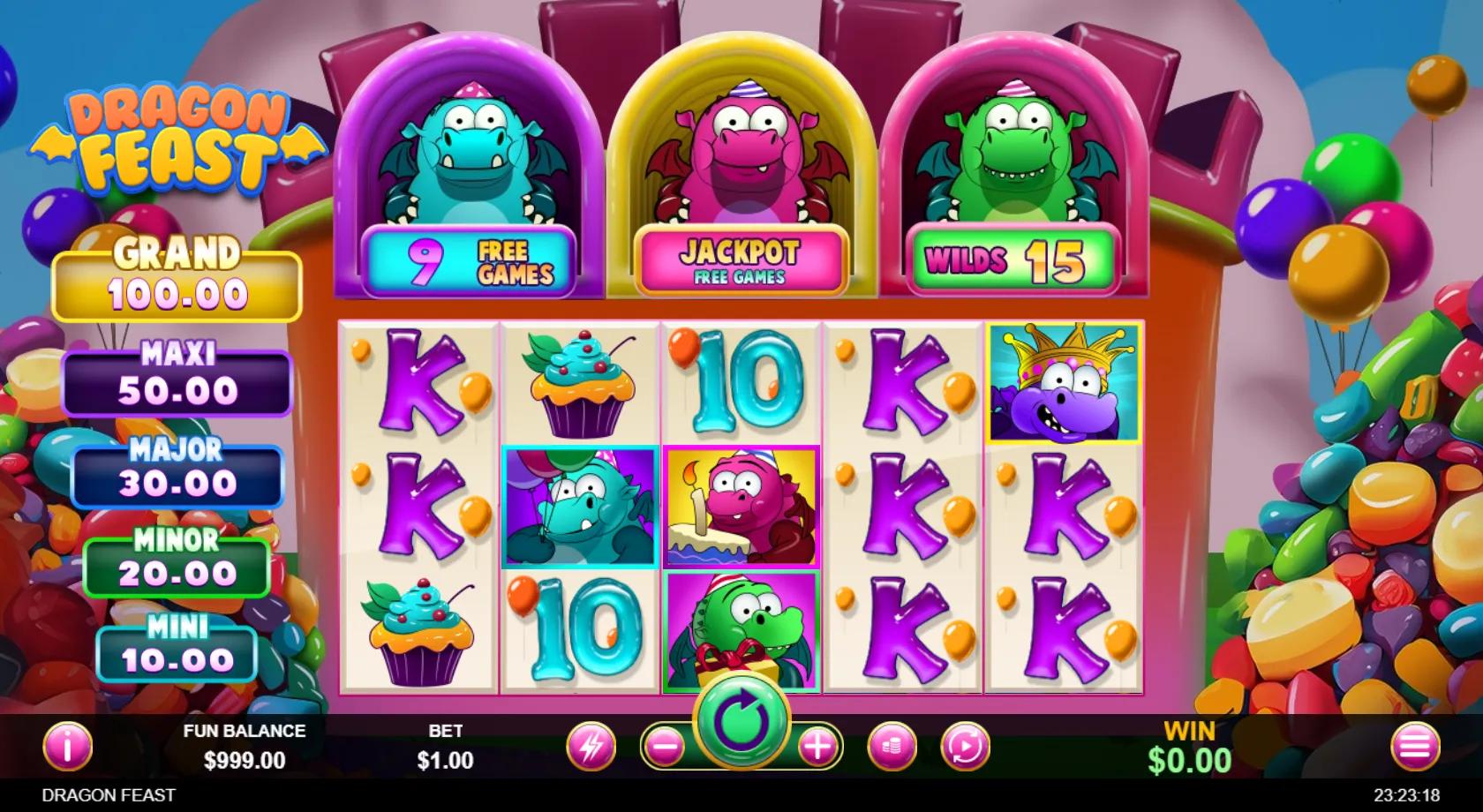 Dragon Feast slot gameplay screenshot