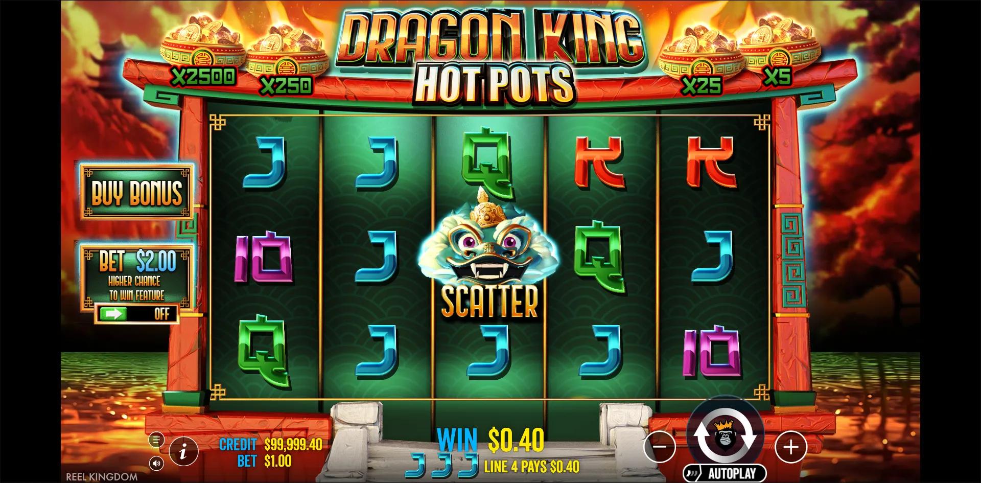 Dragon King Hot Pots slot gameplay screenshot