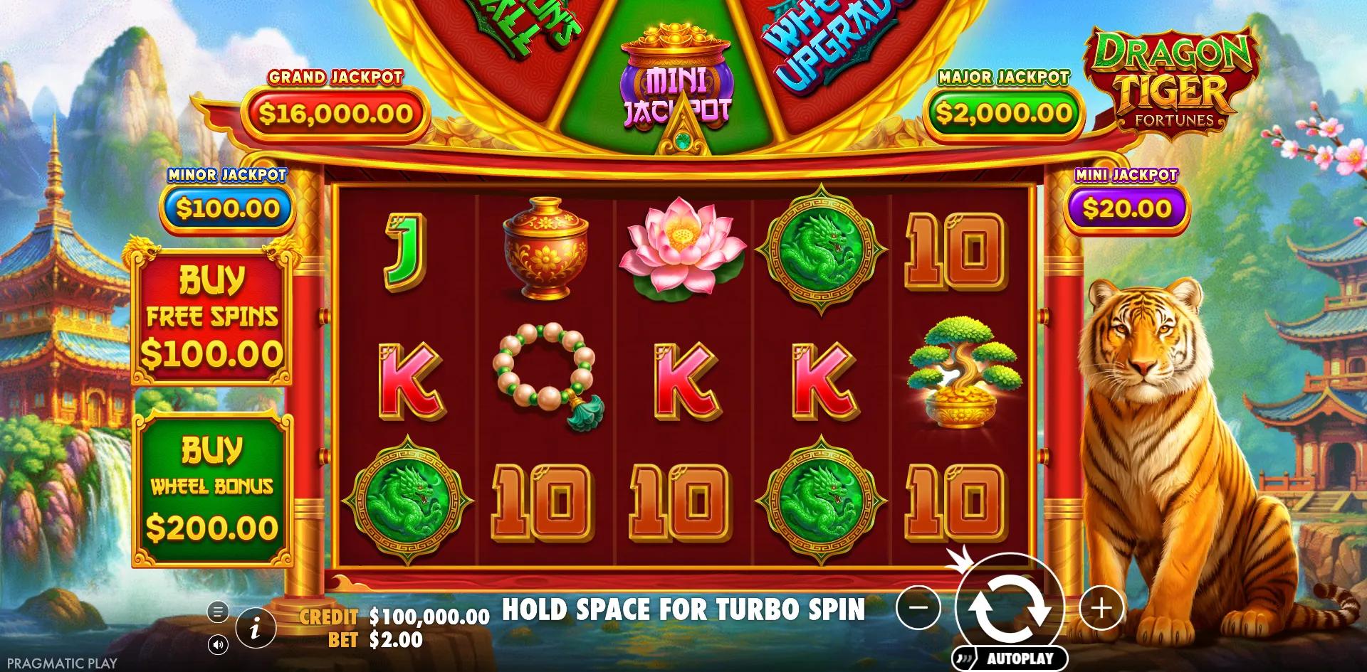 Dragon Tiger Fortunes slot gameplay screenshot