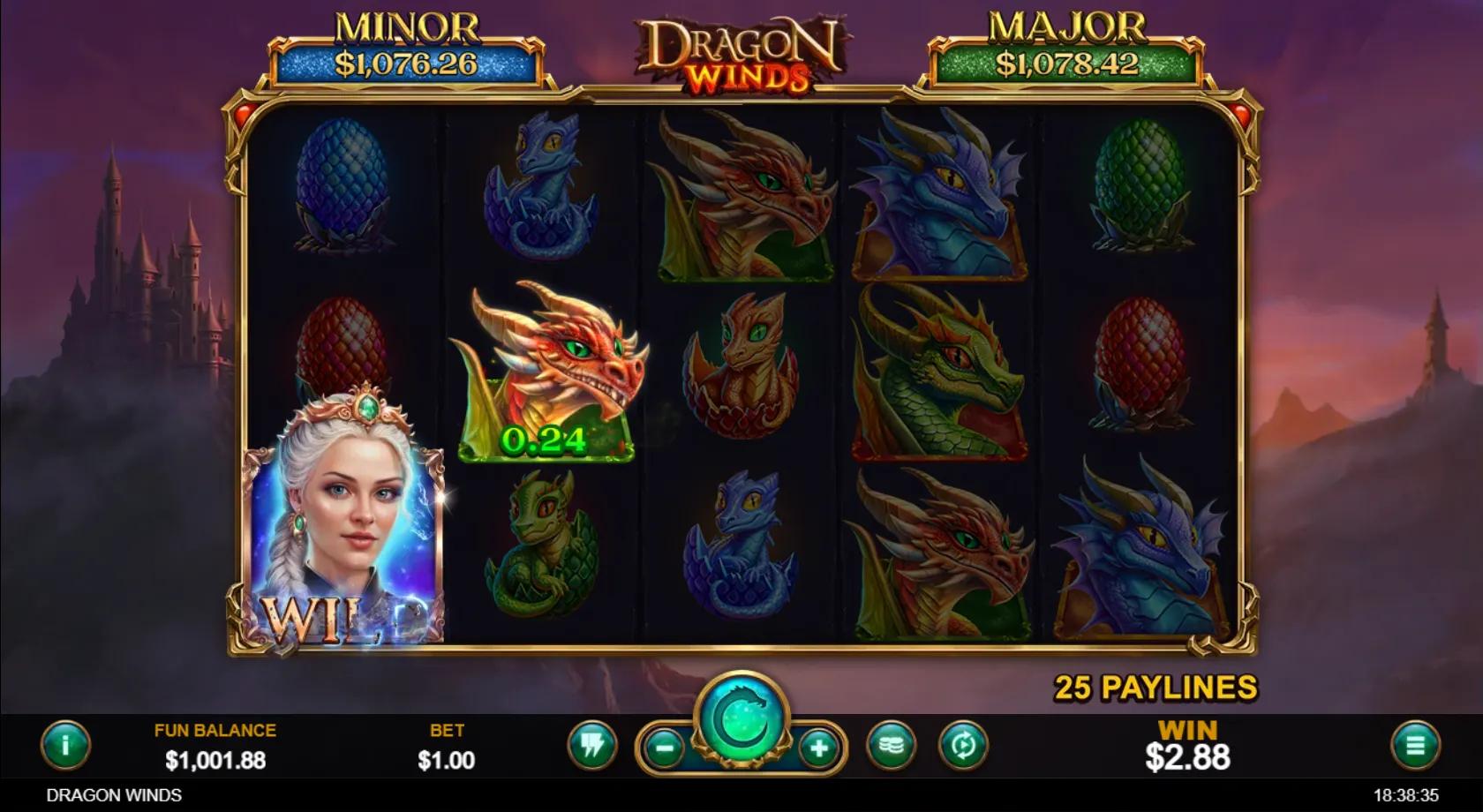Dragon Winds slot gameplay screenshot