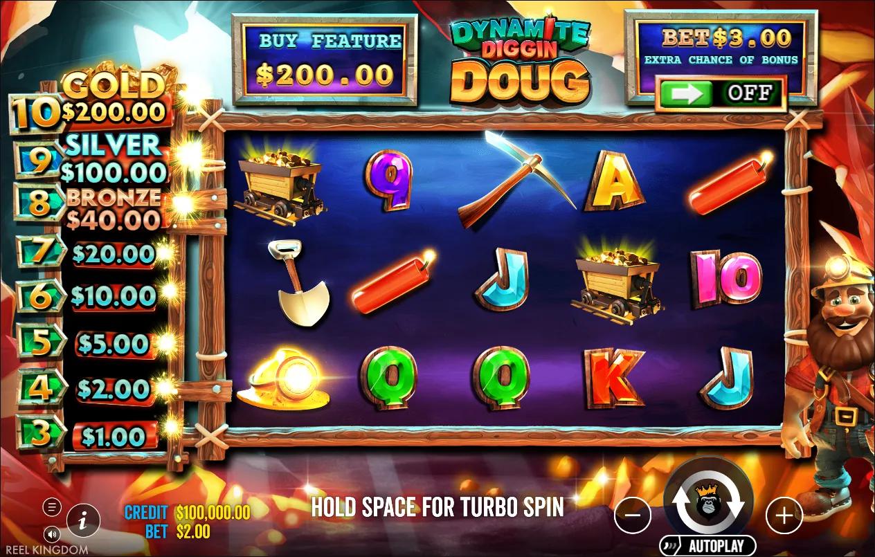 Dynamite Diggin Doug slot gameplay screenshot