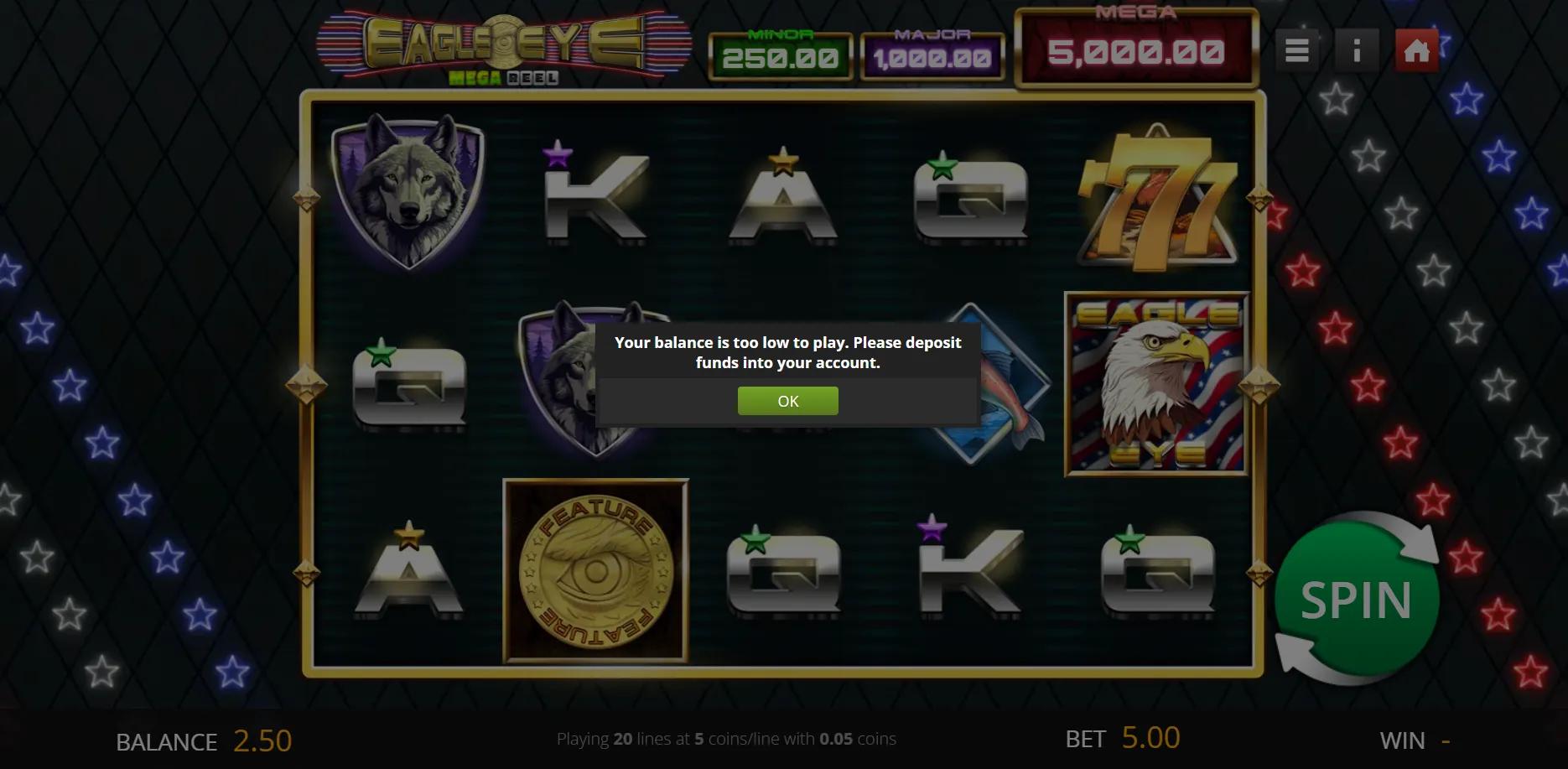 Eagle Eye slot gameplay screenshot