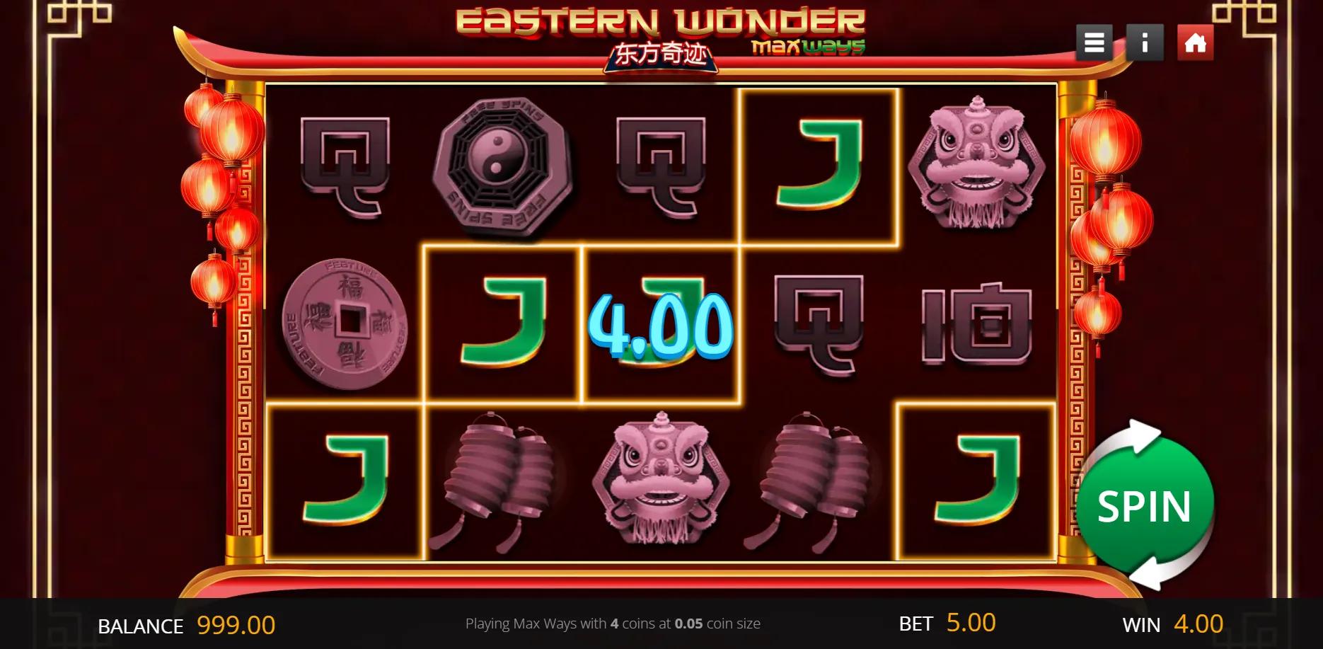 Eastern Wonder slot gameplay screenshot