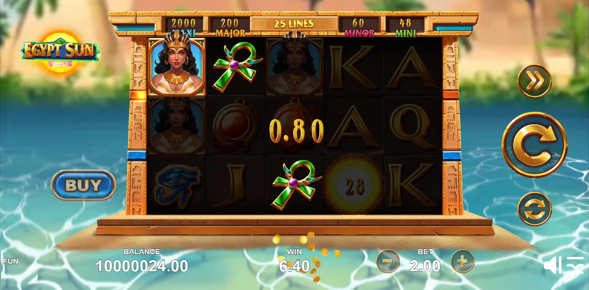 Egypt Sun Deluxe slot gameplay screenshot
