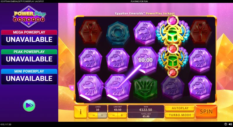 Egyptian Emeralds PowerPlay Jackpot gameplay screenshot
