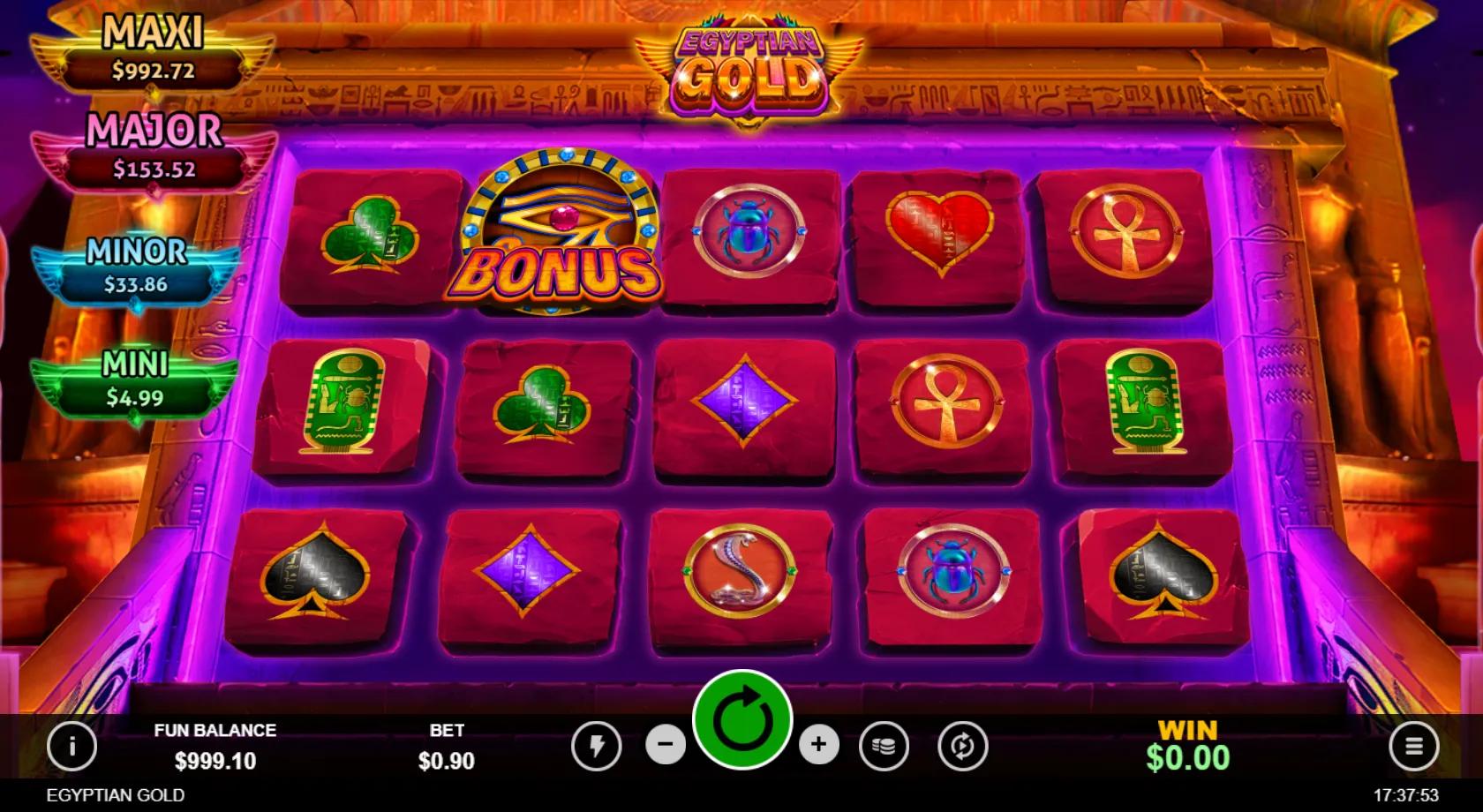 Egyptian Gold slot gameplay screenshot