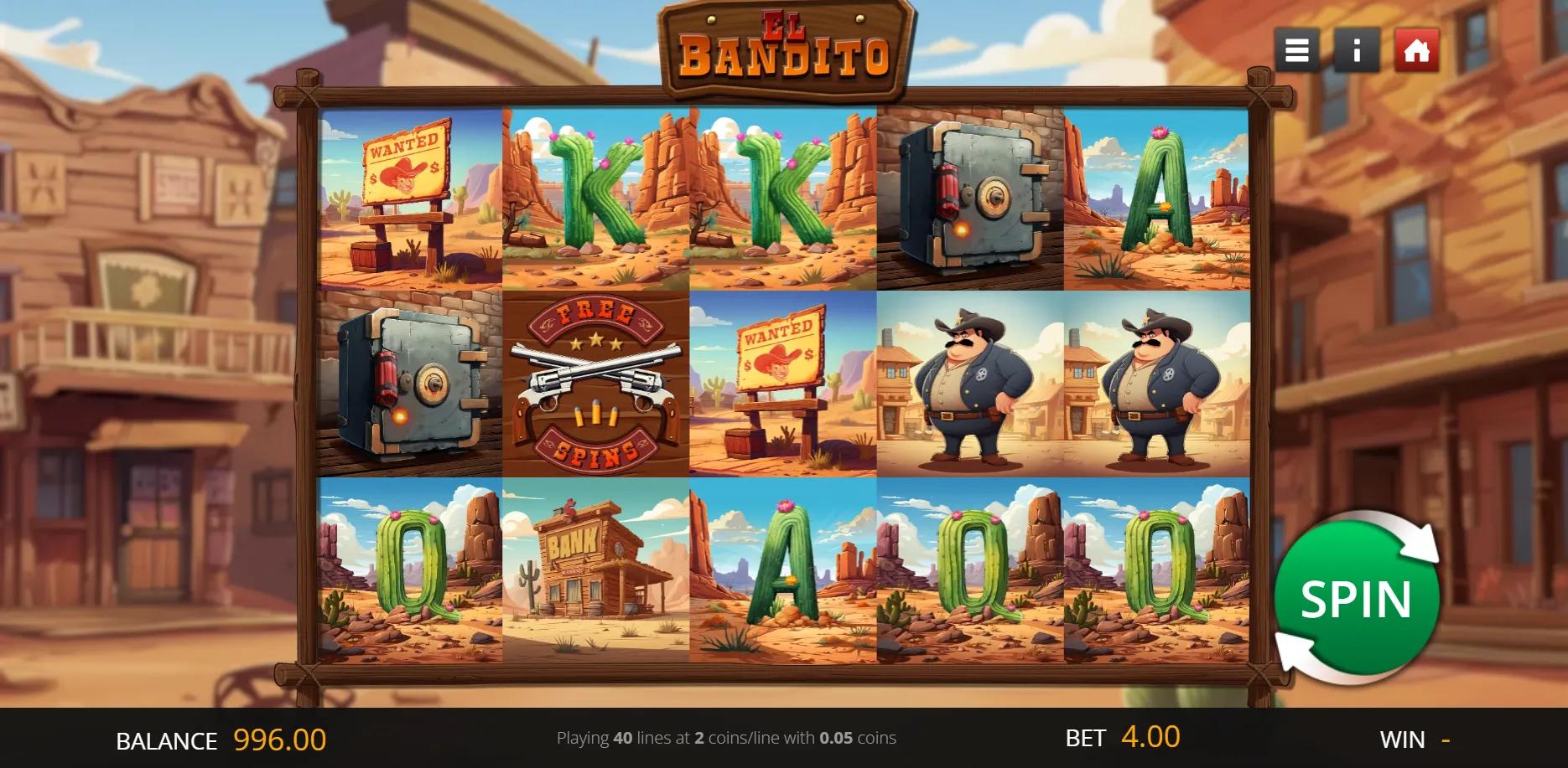 El Bandito slot gameplay screenshot