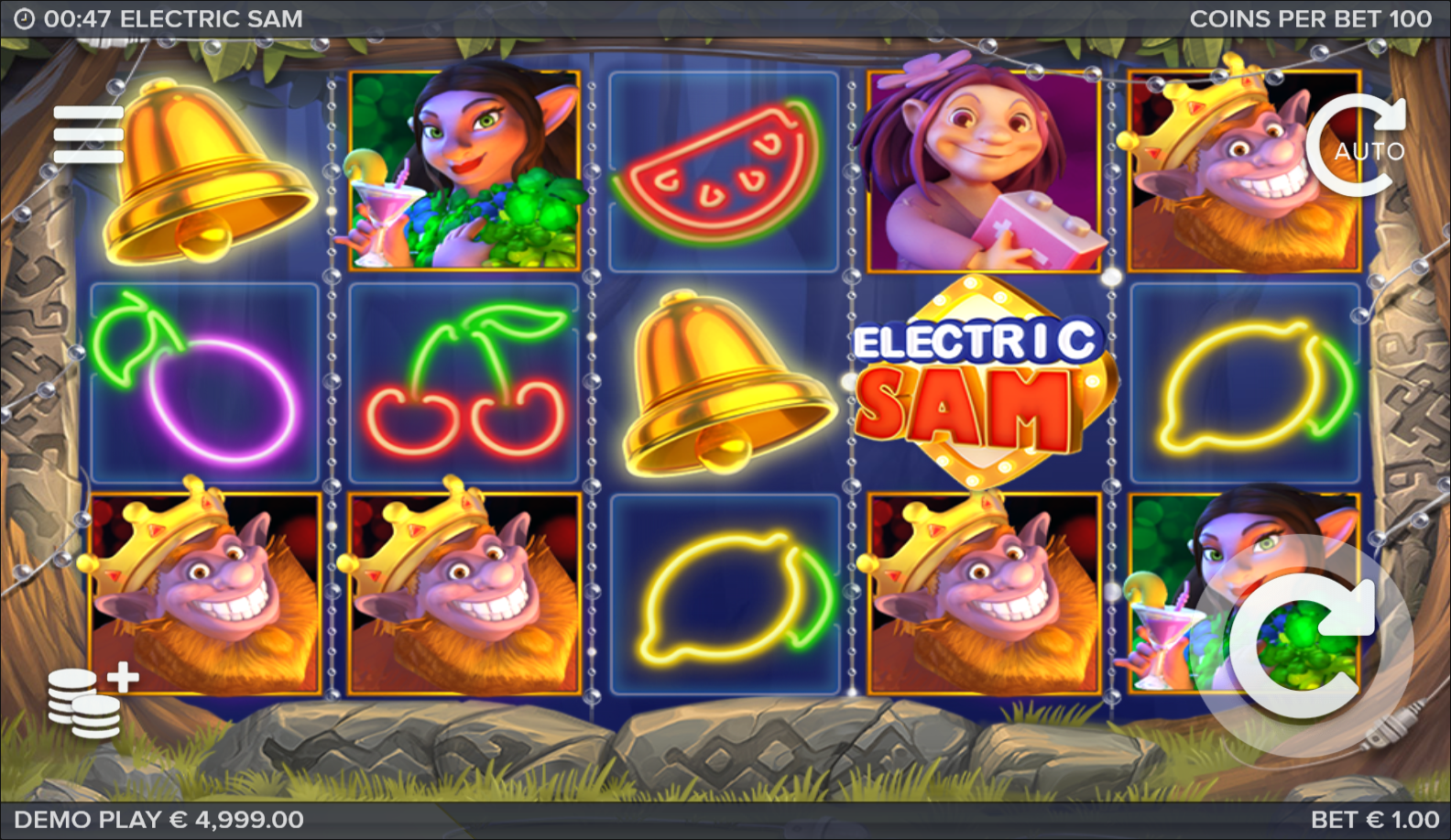 Fantasy slot Electric Sam from ELK Studios during gameplay