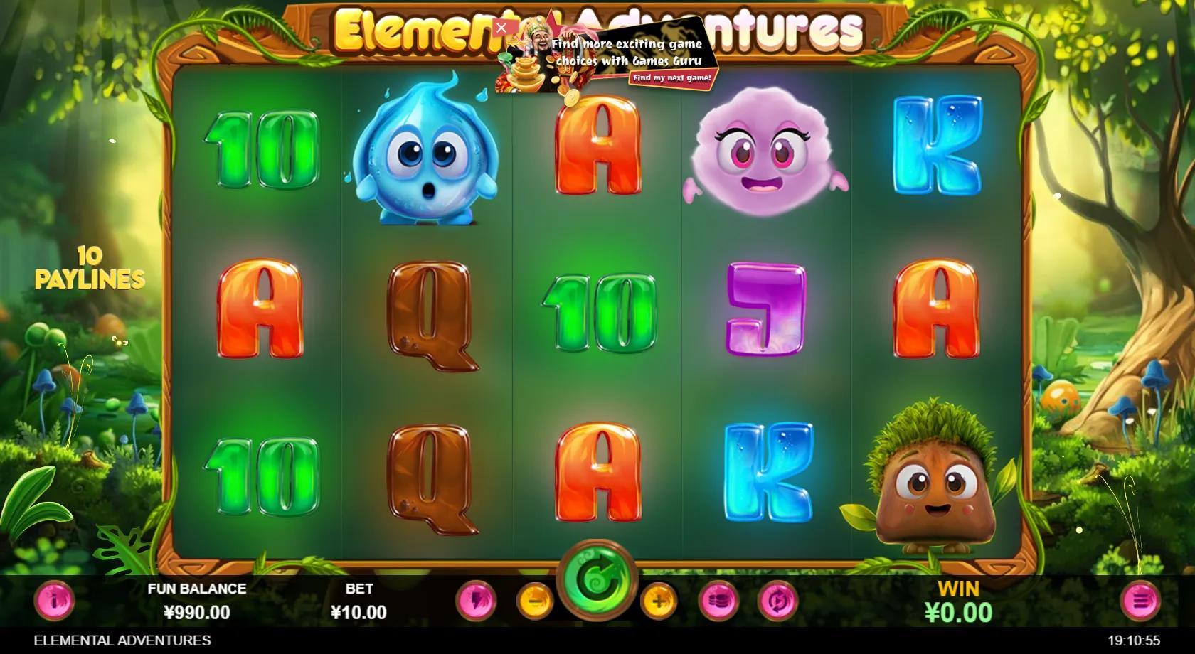Elemental Adventures slot gameplay screenshot
