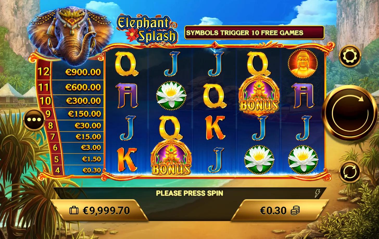 Elephant Splash slot gameplay screenshot