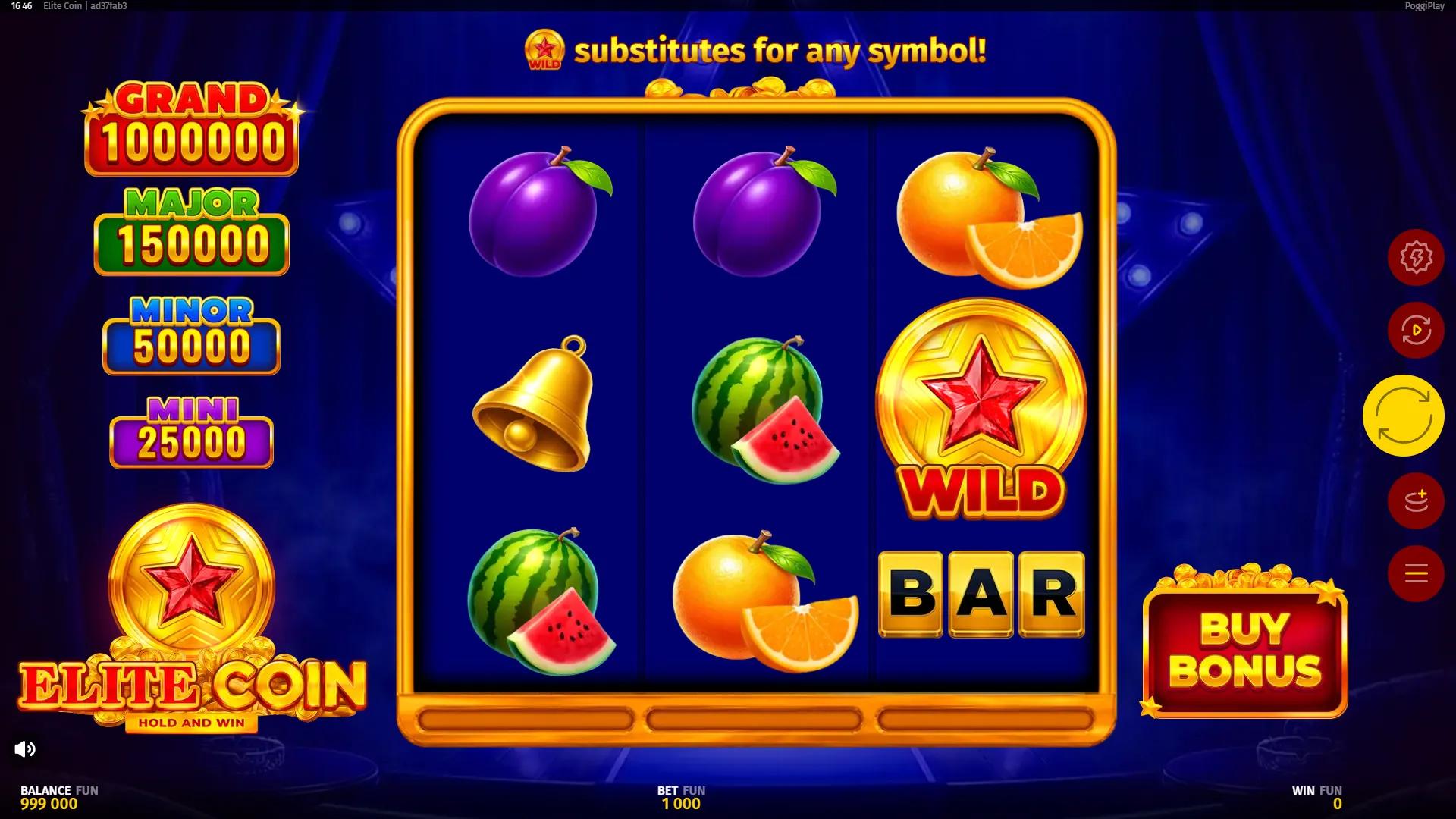 Elite Coin slot gameplay screenshot