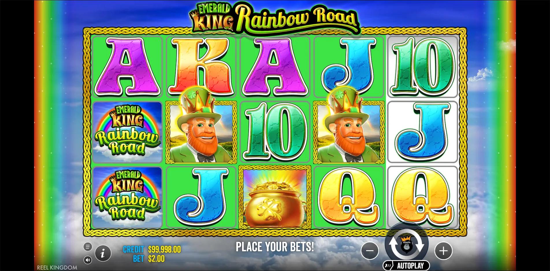 Emerald King Rainbow Road slot gameplay screenshot
